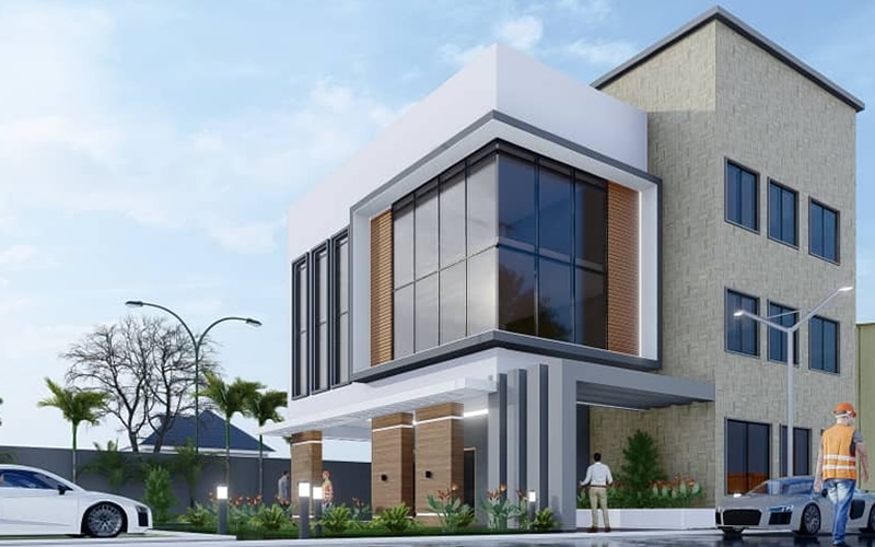 Two Storey Office Building Construction – Temamost Nigeria Ltd Two storey office building construction in Port Harcourt by Temamost Nigeria Ltd showcasing expert project management and modern construction techniques.